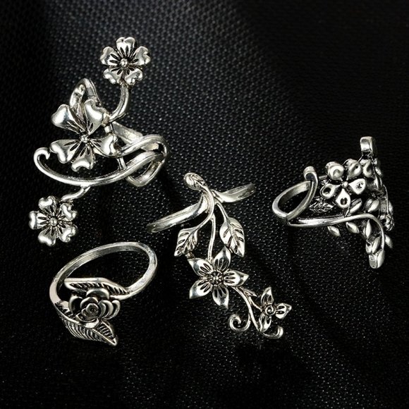 Boho Rose Silver Ring Set - Picture 2 of 3